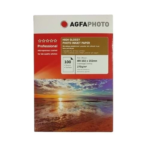 Agfa Photo Paper High Glossy 10x15 (4R) 270gr (100 Adet)