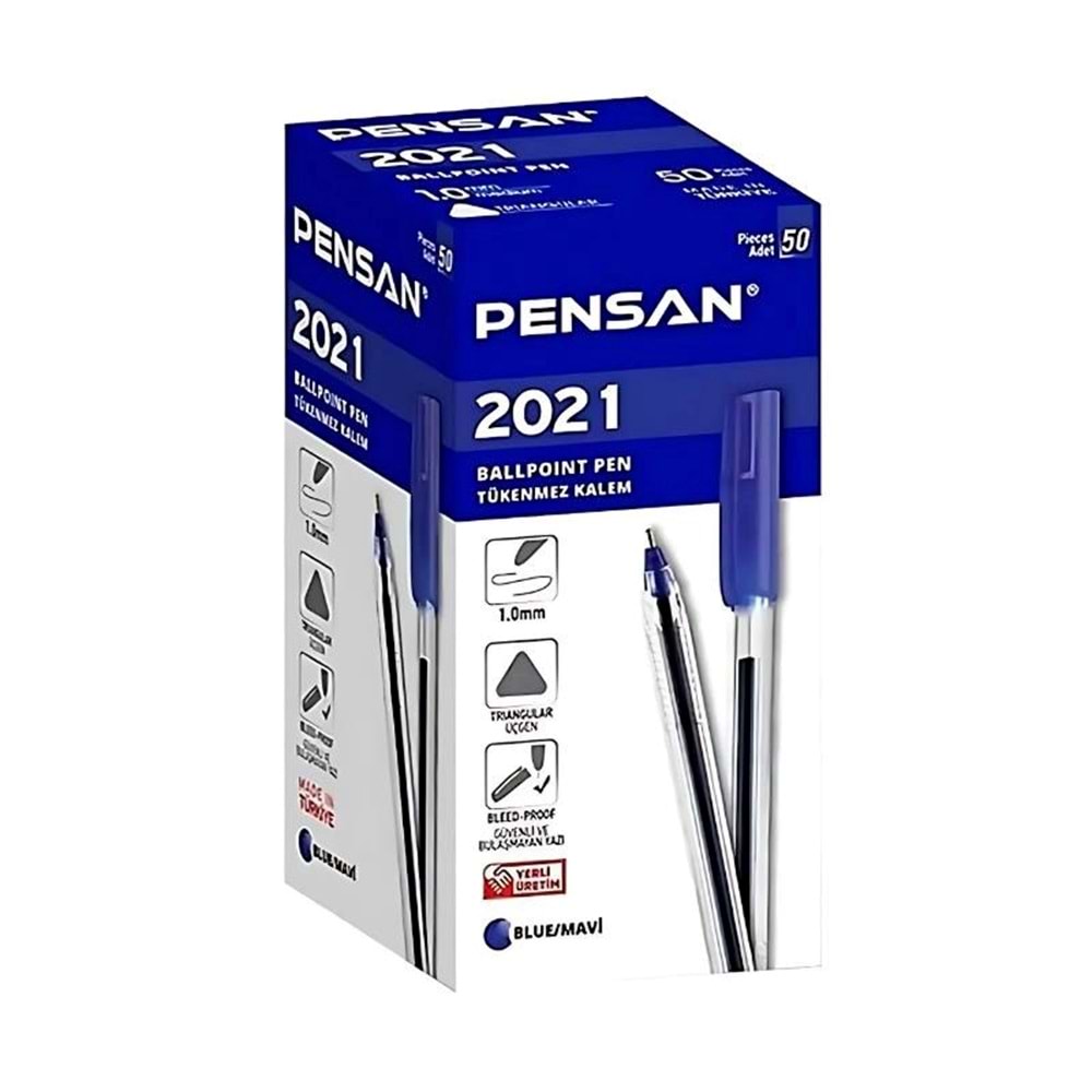 Pensan 2021 Tükenmez Kalem 1 mm Mavi 50'li Paket 2021M-50