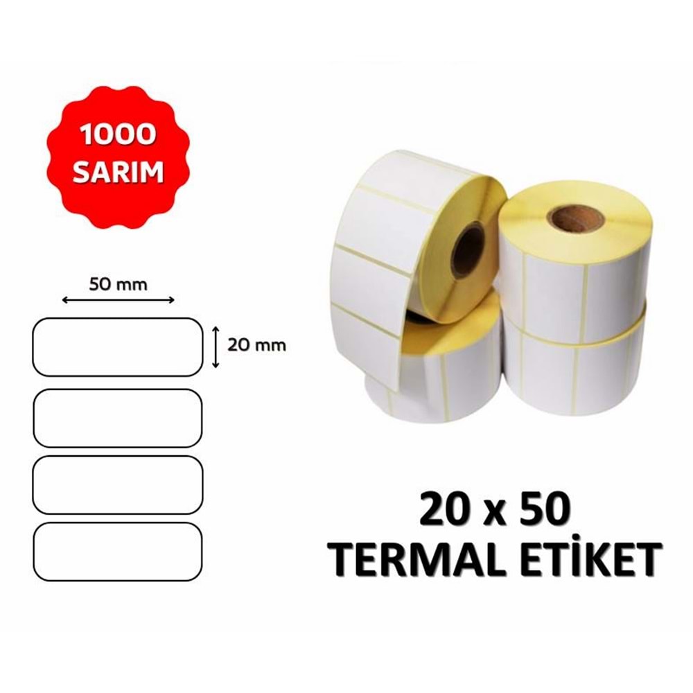 OKUR Barkod Etiketi 20x50 Termal - 1000 Adet