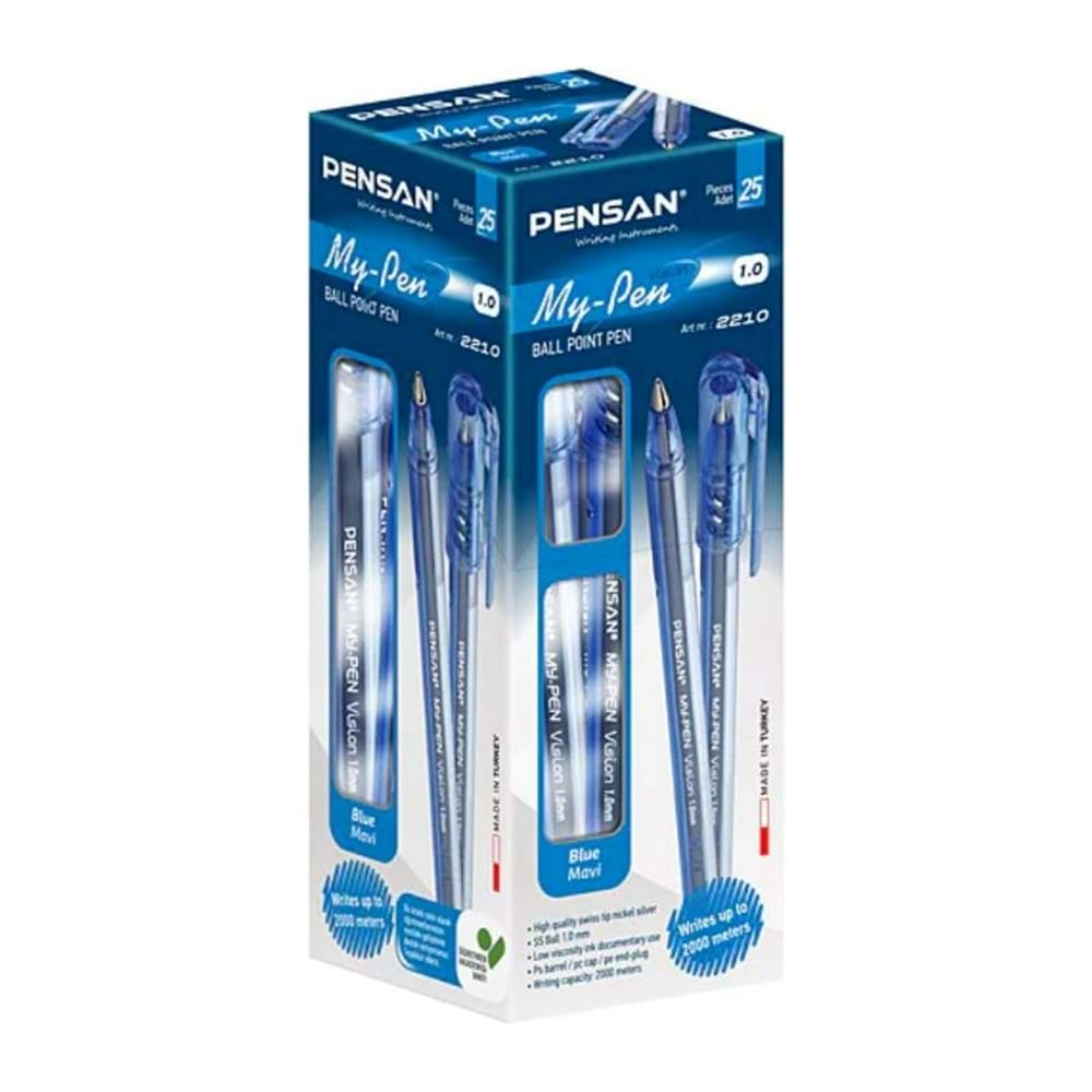 Pensan 2210 My-Pen Tükenmez Kalem Mavi 1.0 mm 25'li Paket 2210M-25