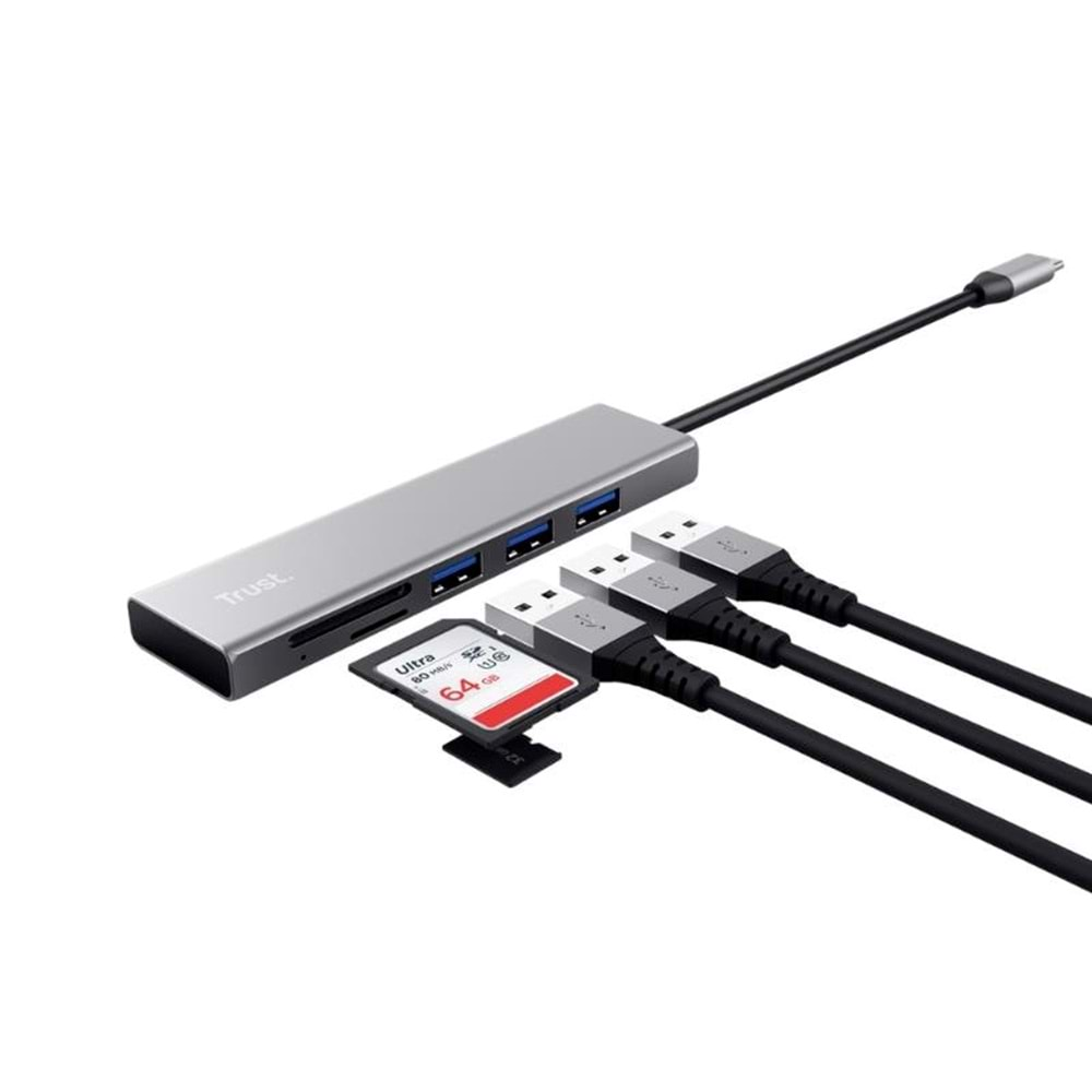 Trust Halyx Fast 3.2 Usb-C Hub & Kart Okuyucu