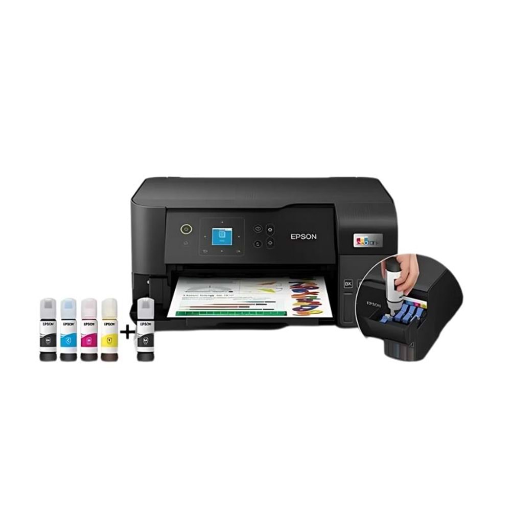 Epson L3560 Renkli Mürekkep Tanklı Yazıcı, Tarayıcı, Fotokopi, Wi-Fi, Siyah