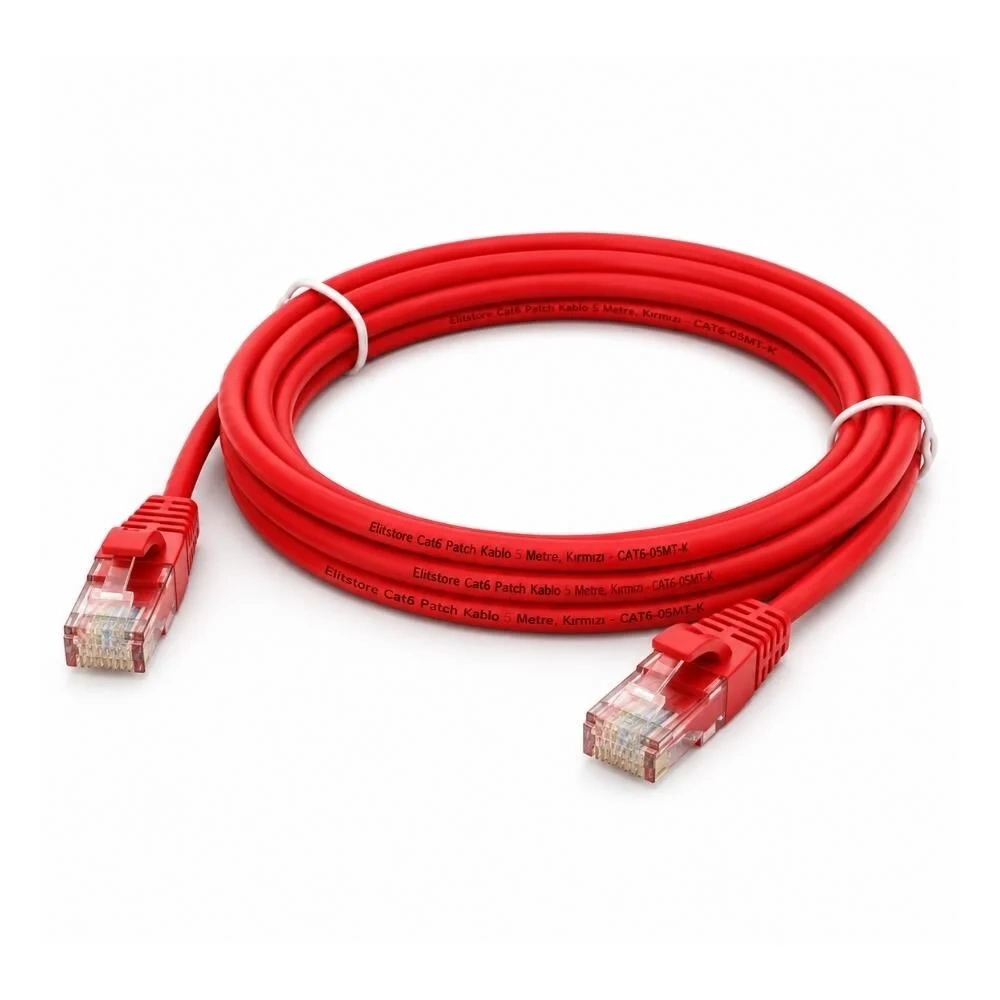 OKUR Cat6 Patch Kablo 5 Metre, Kırmızı - CAT6-05MT-K
