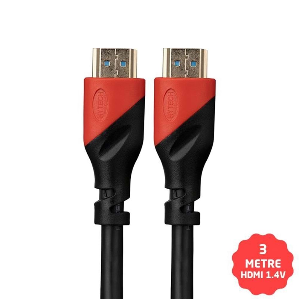 Hytech HDMI Kablo 1.4V 3D Altın Uçlu 3 Metre (HY-HDM3)