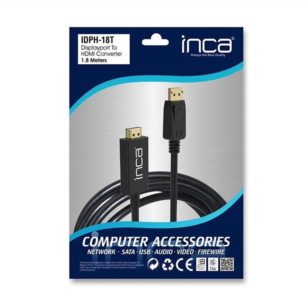 Inca IDPH-18T Displayport to HDMI Kablo 1.8 Metre