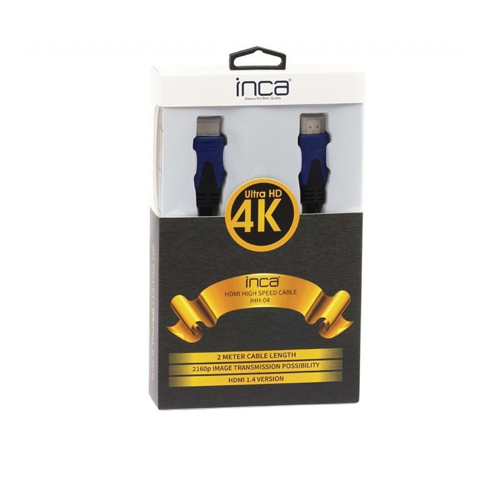 Inca IHH-04 HDMI Kablo 1.4V 3D Altın Uçlu 2 Metre