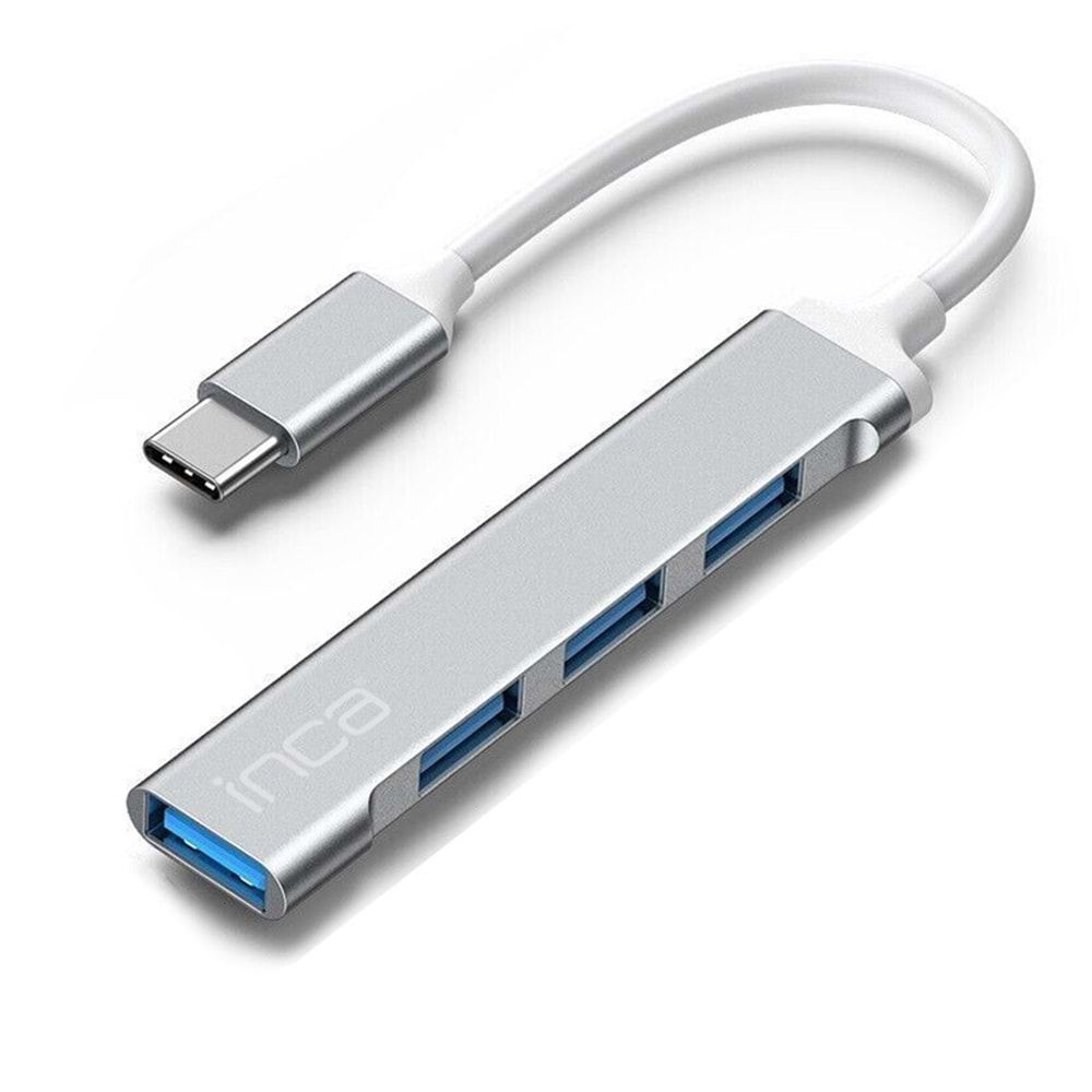 Inca Type-C Girişli 4 Port Usb 3.0 Çoklayıcı Hub + Ethernet RJ45 Mulitiplexer