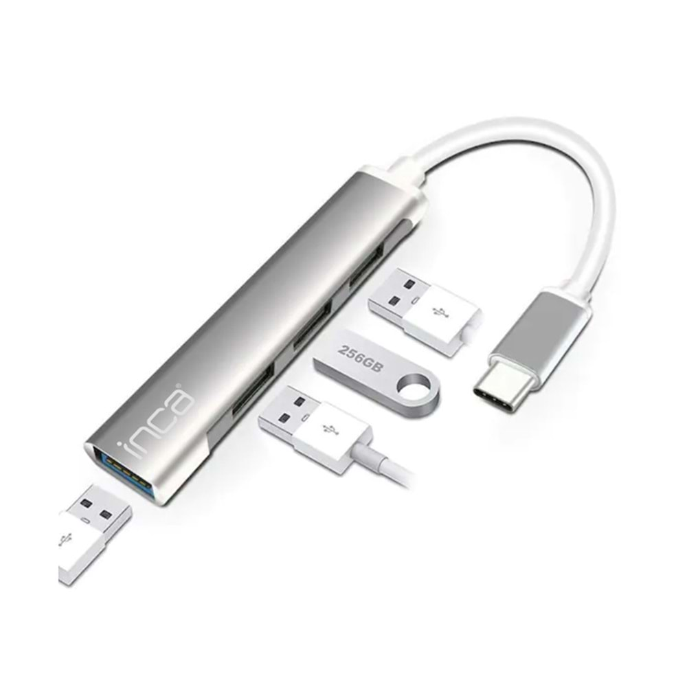 Inca Type-C Girişli 4 Port Usb Çoklayıcı Hub, IUSB-04T