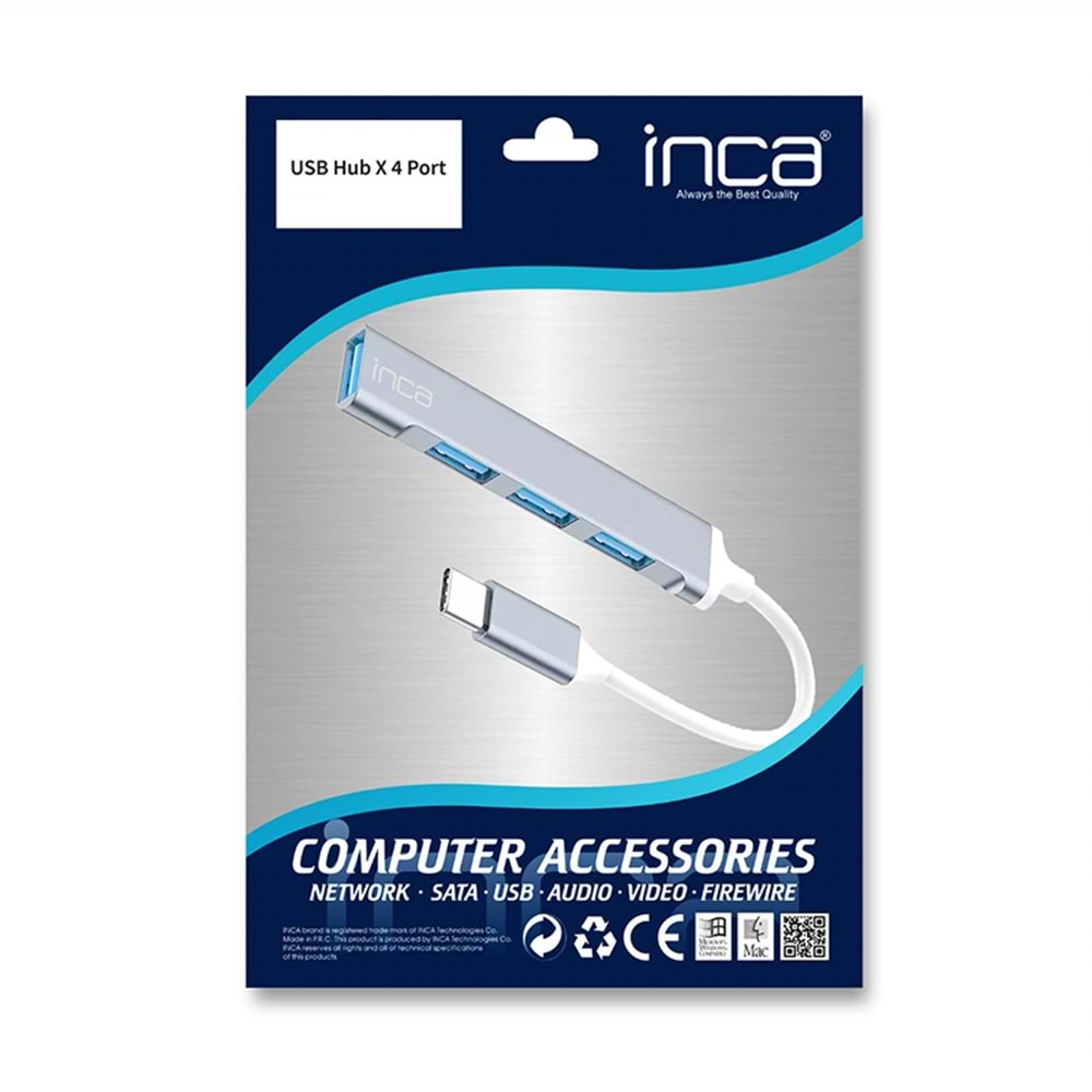 Inca Type-C Girişli 4 Port Usb Çoklayıcı Hub, IUSB-04T