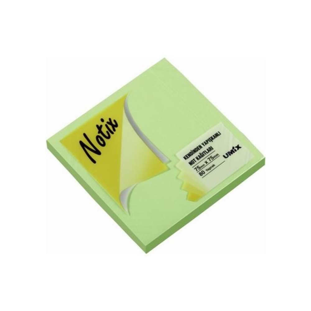 Notix Yapışkanlı Not Kağıdı Neon Yeşil 75 mm x 75 mm 80 Yaprak