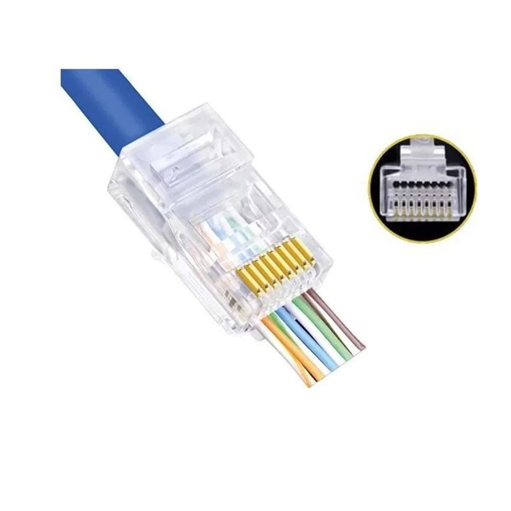 OKUR RJ45 Konnektör Yeni Nesil Açık Uçlu 100 Lü Paket