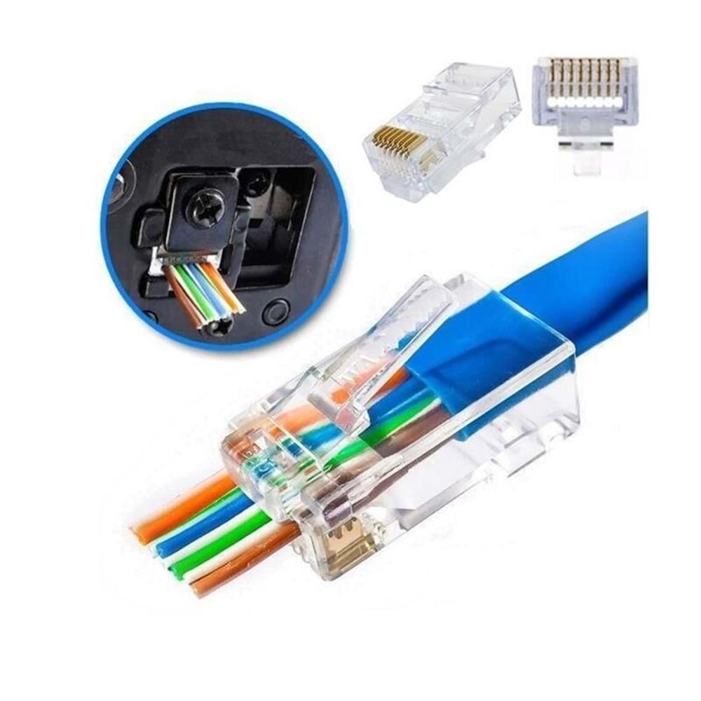 OKUR RJ45 Konnektör Yeni Nesil Açık Uçlu 100 Lü Paket