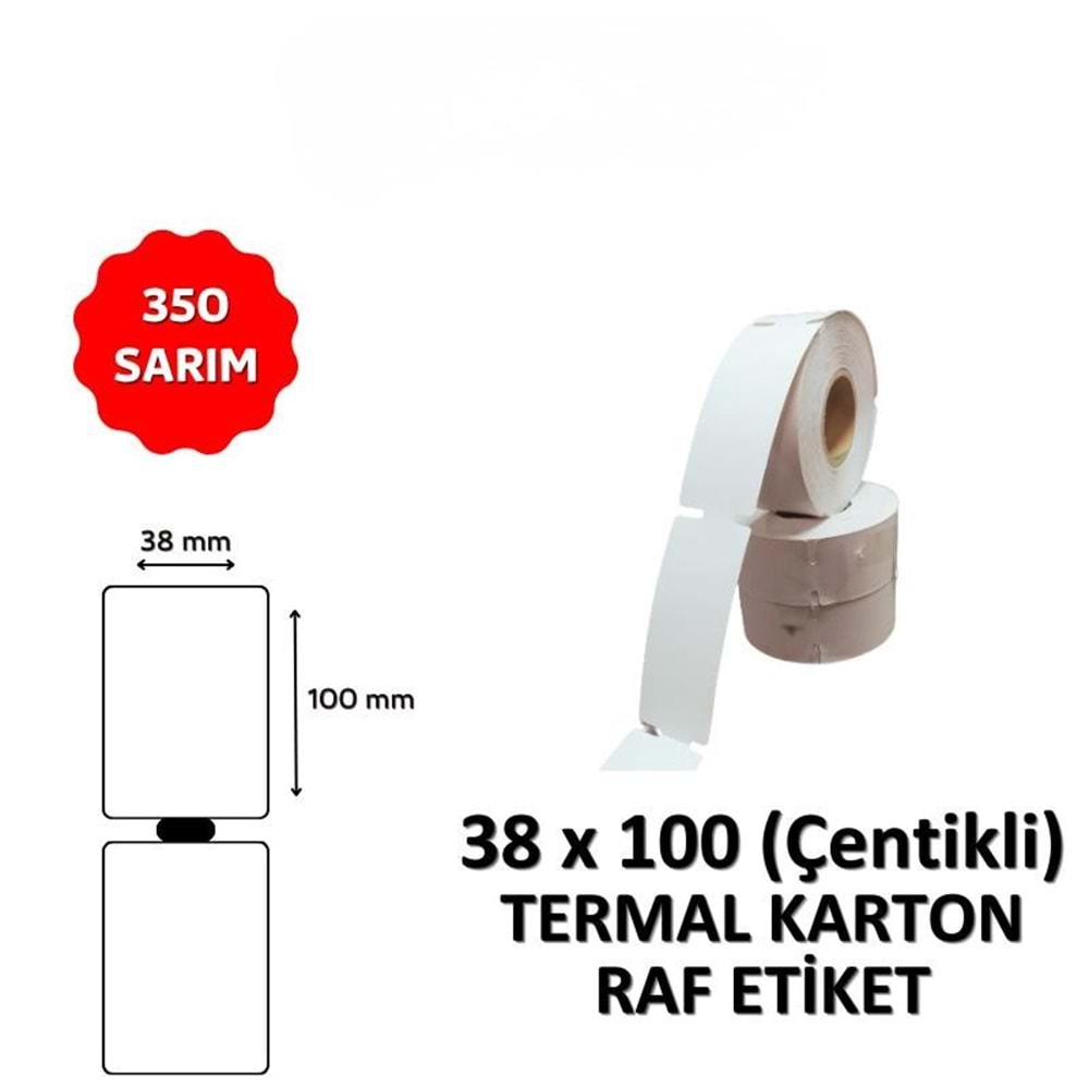 OKUR Termal Karton Raf Etiketi 38mm x 100mm ÇENTİKLİ - 350 Adet