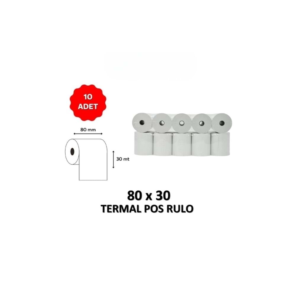 OKUR Termal Pos Rulo 80mm x 30mt - 10 Adet