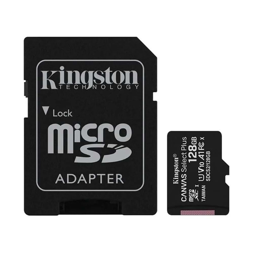 Kingston 128GB Canvas Select Plus Gen3 Micro SDXC 100MB/s A1 Hafıza Kartı, SDCS3/128GB