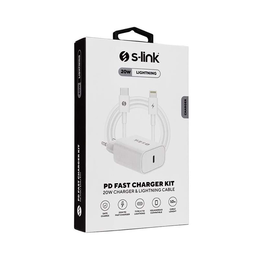 S-link SL-EC62PD Hızlı Ev Şarj Adaptörü PD lightning iphone Kablolu 20W PD3.0+QC4.0