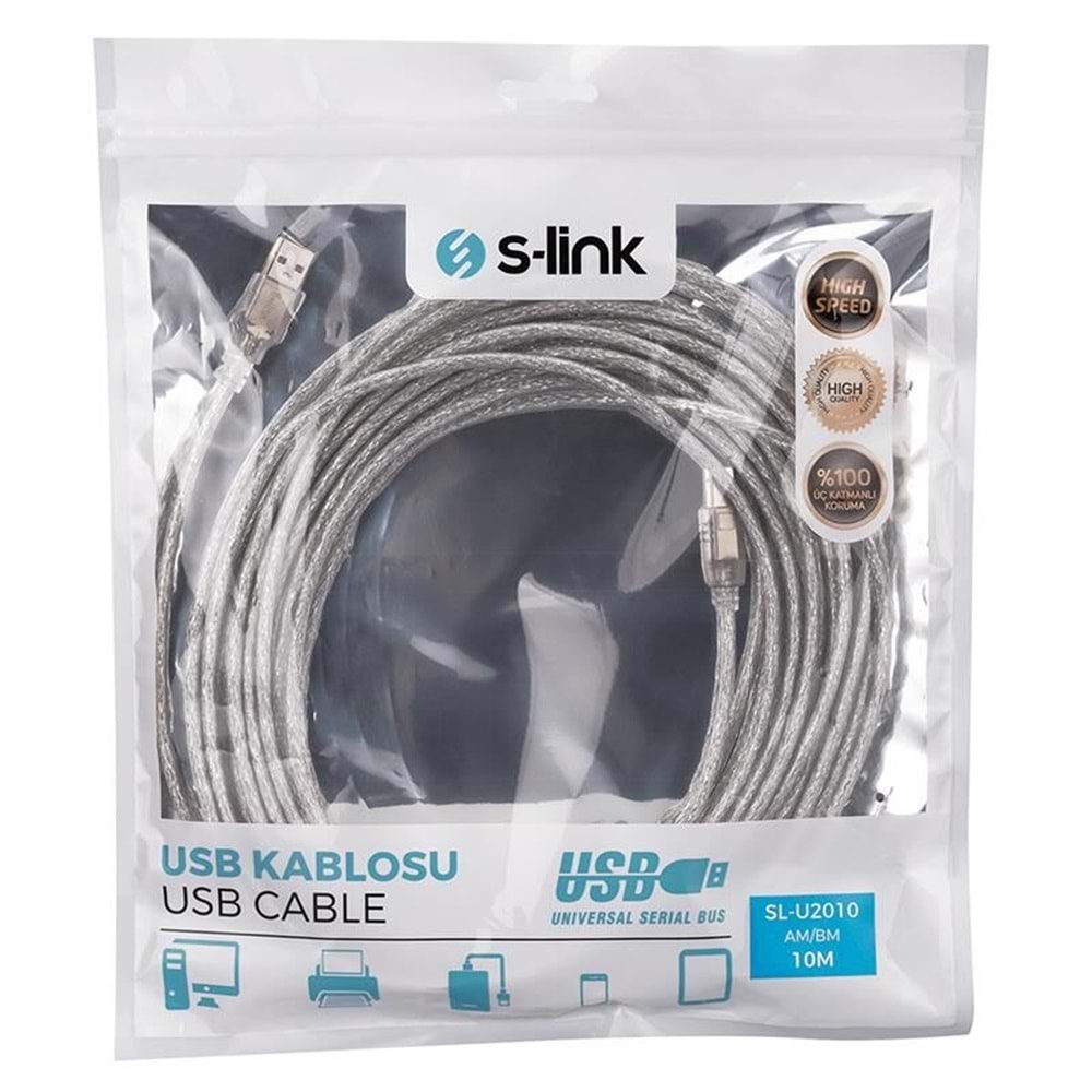 S-Link USB Yazıcı Kablosu 10 Metre - SL-U2010