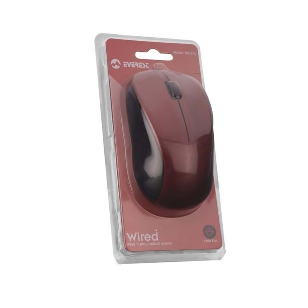 Everest SM-215 Kablolu USB Mouse Kırmızı