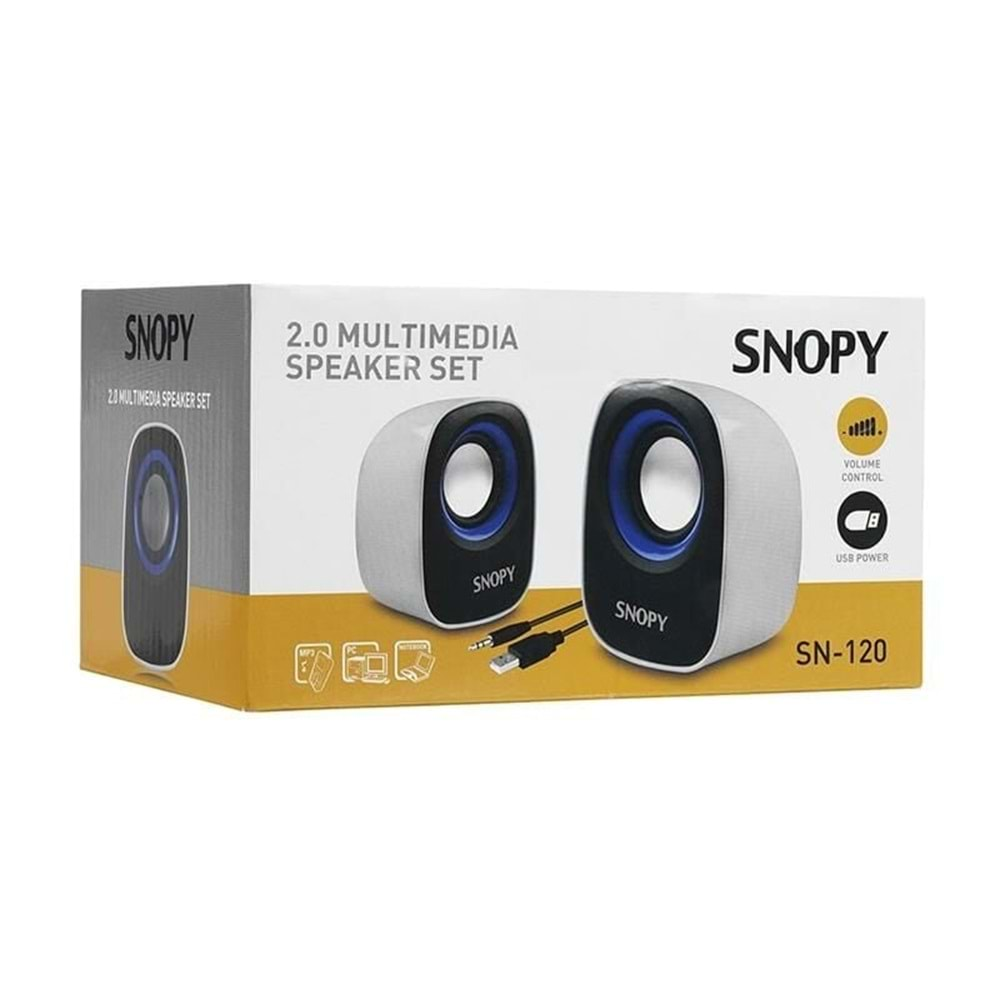 Snopy Hoparlör 1+1 USB Beyaz-Mavi