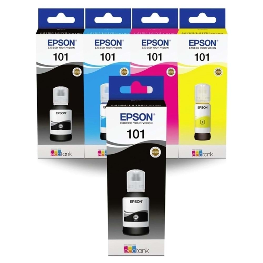 Epson Mürekkep Orj. T101 4 Lü Set + 1 Siyah Renk Hediyeli