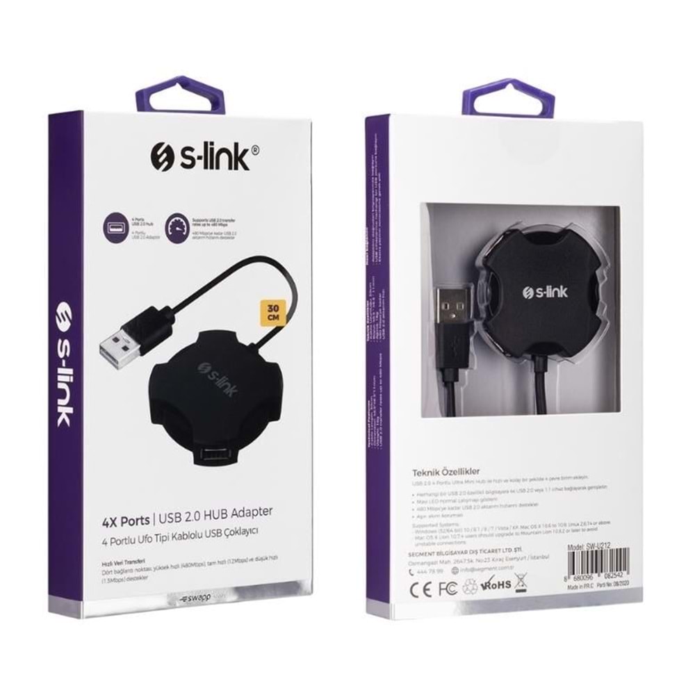 S-LINK USB ÇOKLAYICI 4 PORT USB 2.0 SWAPP