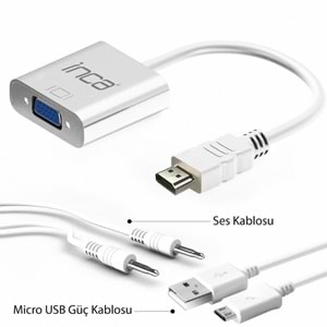 Inca IHTV-7TB HDMI To VGA + Aux Çevirici Beyaz