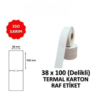 OKUR Termal Karton Raf Etiketi 38mm x 100mm DELİKLİ - 350 Adet