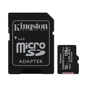 Kingston 128GB Canvas Select Plus Gen3 Micro SDXC 100MB/s A1 Hafıza Kartı, SDCS3/128GB