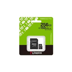 Kingston 256GB Canvas Select Plus Gen3 Micro SDXC 100MB/s A1 Hafıza Kartı, SDCS3/256GB