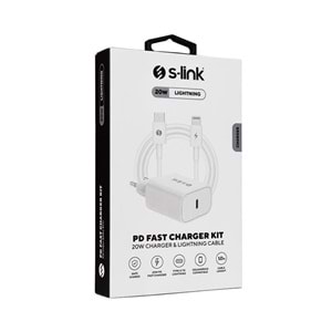 S-link SL-EC62PD Hızlı Ev Şarj Adaptörü PD lightning iphone Kablolu 20W PD3.0+QC4.0