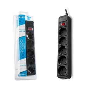 S-Link Akım Korumalı Priz 5'li, 1,5 Metre, Siyah - SPG3-J-5