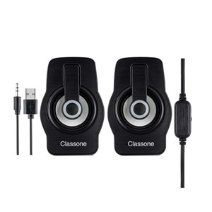 Classone Hoparlör 1+1 USB RGB X1 Black