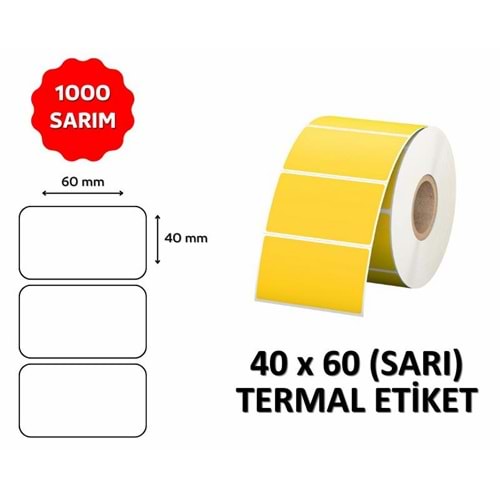 OKUR Barkod Etiketi 40x60_S Termal SARI - 1000 Adet
