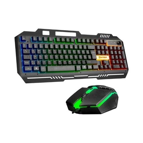 Hytech HKM-X86 Gaming Oyuncu Klavye + Mouse Set, QUIN Siyah Usb Gökkuşağı Zemin Aydınlatmalı
