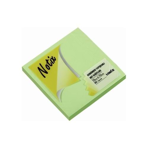 Notix Yapışkanlı Not Kağıdı Neon Yeşil 75 mm x 75 mm 80 Yaprak