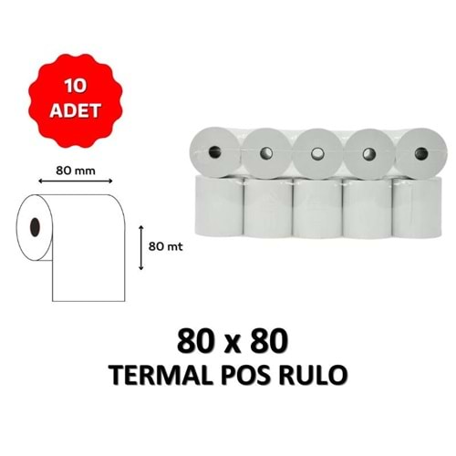 OKUR Termal Pos Rulo 80mm x 80mt - 10 Adet