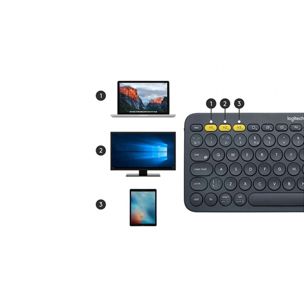 Logitech K380 Multi-Device Kablosuz Bluetooth Klavye Siyah, 920-007586