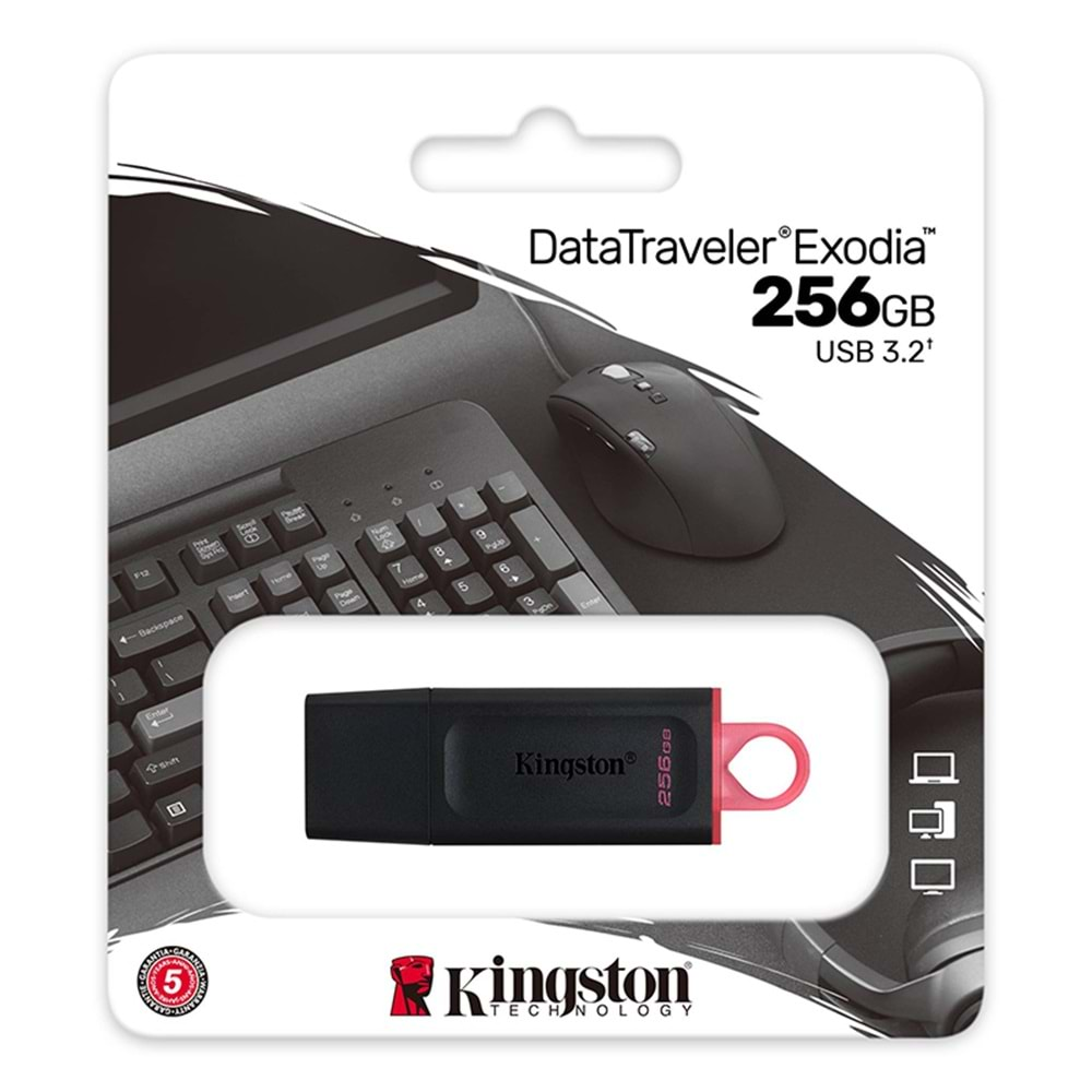 Kingston 256GB Exodia USB 3.2 Flash Bellek, DTX/256GB