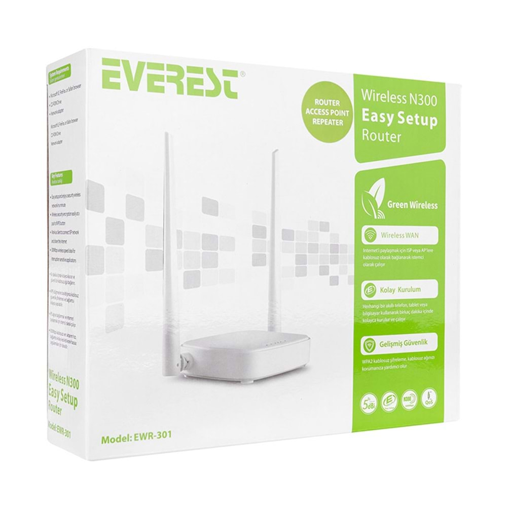 Everest Kablosuz-N WPS+WISP+WDS 300 Mbps Access Point - EWR-301