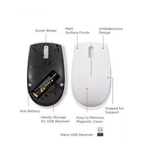 Lenovo Kablosuz Mouse 300 Wireless Beyaz - GY51L15677