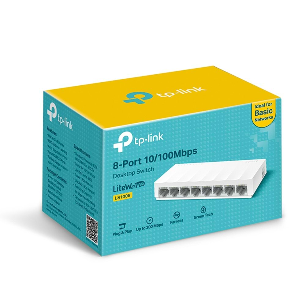 Tp-Link LS1008 8 Port 10/100 Switch Plastik Kasa