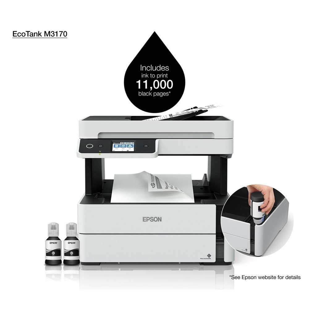 Epson M3170 MFP Tanklı Mono Yazıcı, Tarayıcı, Fotokopi, Wi-Fi