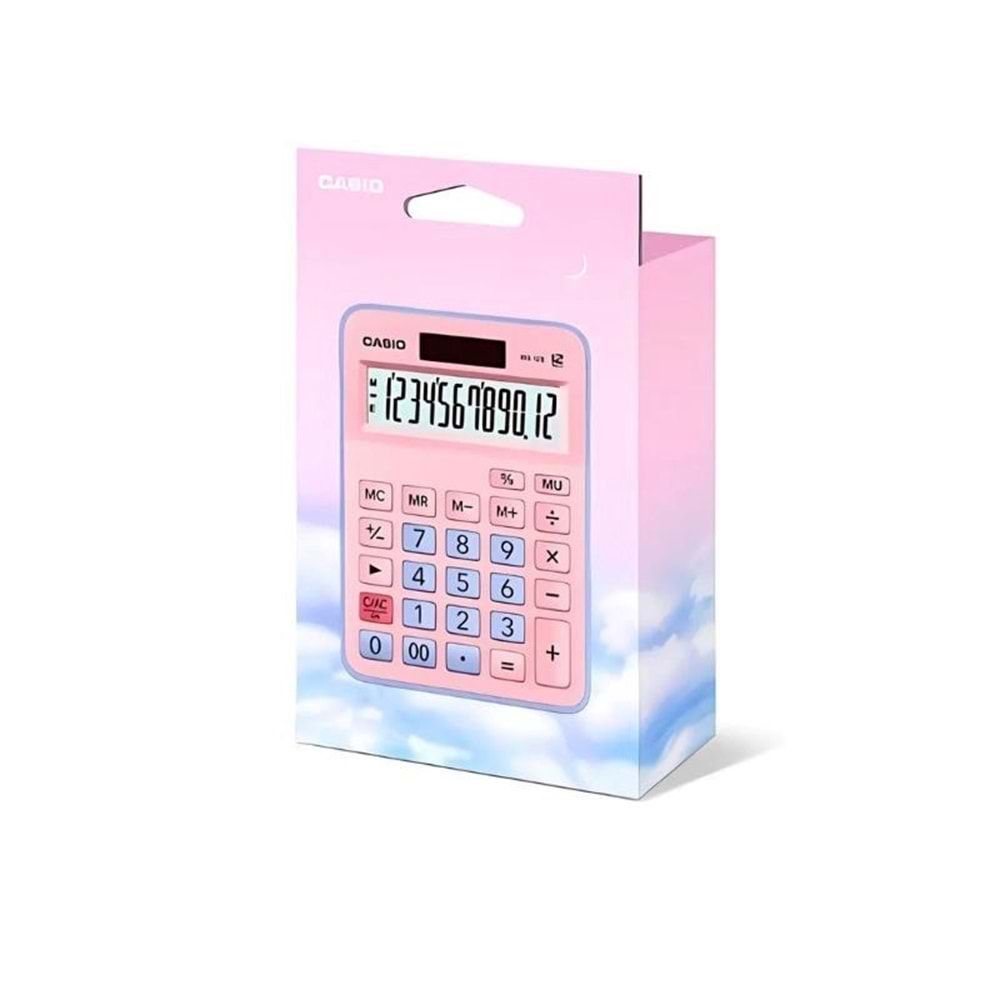 Casio MX-12B-PKLB 12 Haneli Masaüstü Hesap Makinesi. Pembe-Mavi