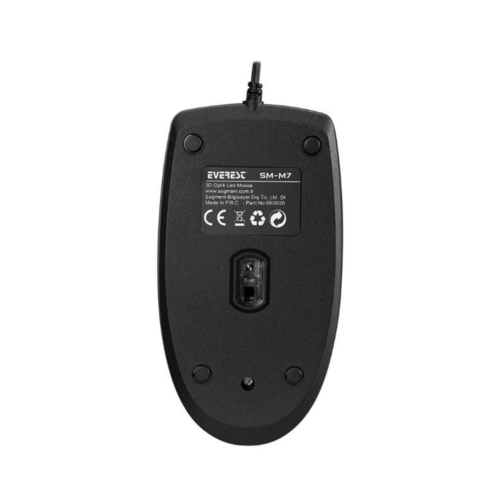 Everest SM-M7 3D Optik Led Mouse, USB Kablolu. Siyah