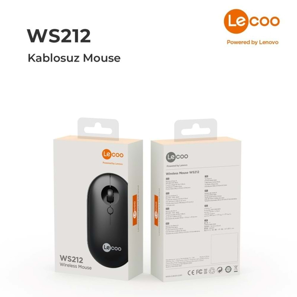 Lenovo Lecoo WS212 Kablosuz Mouse Siyah