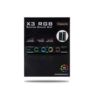 Classone Hoparlör 1+1 USB RGB X3 Black